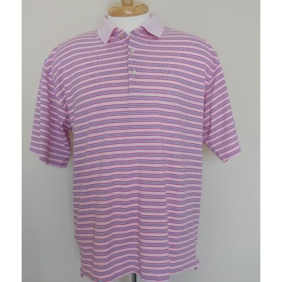 Peter Millar Vintage Striped Polo – Men’s Large – Pink & Blue – EUC - Picture 1 of 7